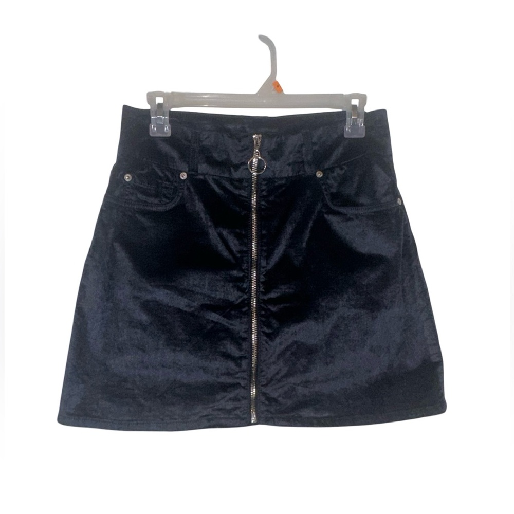 7 For All Mankind Zip-Front Velvet Mini Skirt